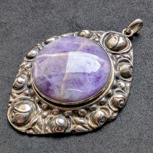 Jugendstil Anhänger 800 Silber Kohm & Haller Amethyst floral alt antik c. 1920 S