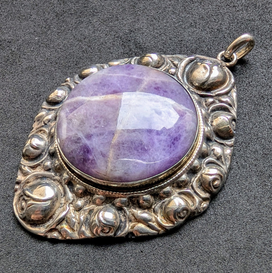 Jugendstil Anhänger 800 Silber Kohm & Haller Amethyst floral alt antik c. 1920 S