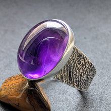 Lade das Bild in den Galerie-Viewer, Vintage Ring 835 Silber Amethyst Silberschmiedearbeit alt RG 59 S

